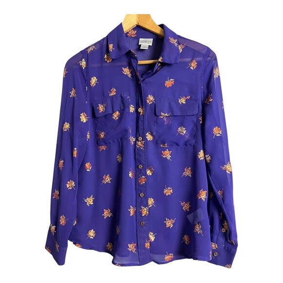 Vintage Jaclyn Smith Collection Purple Button Up Secretary Blouse shirt Top M - Picture 1 of 7